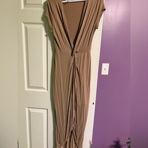 Elegant Tan Maxi Dress